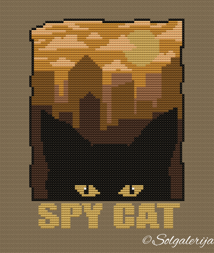 SPY CAT cross stitch pattern Cross Stitch Pattern PDF | Modern Embroidery | Colorful animals | Handmade chart | saga xsd