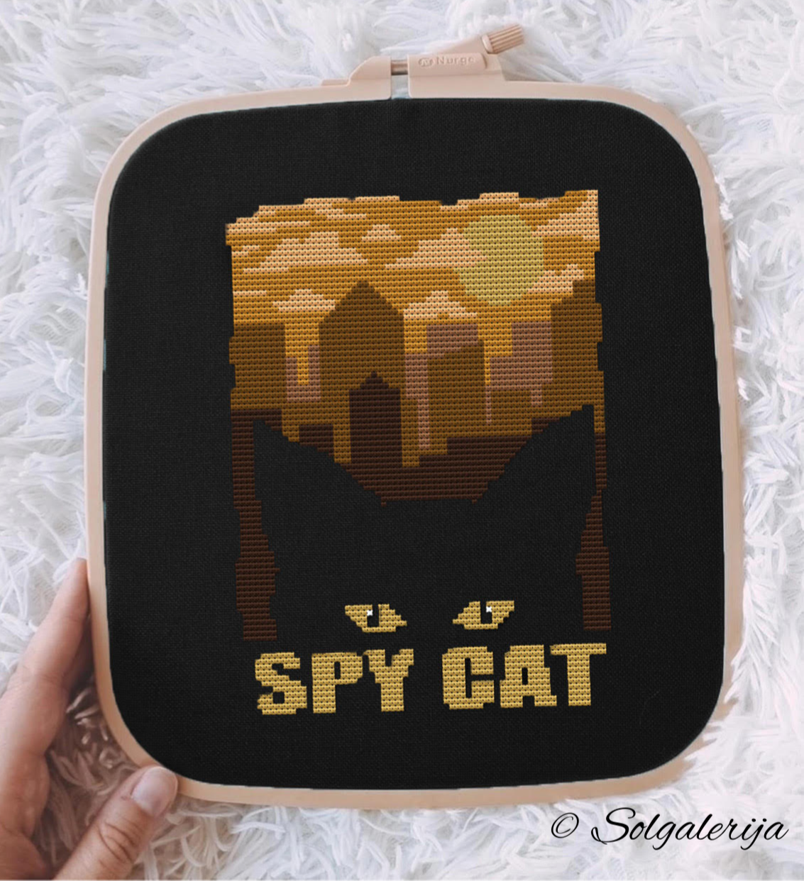 SPY CAT cross stitch pattern Cross Stitch Pattern PDF | Modern Embroidery | Colorful animals | Handmade chart | saga xsd