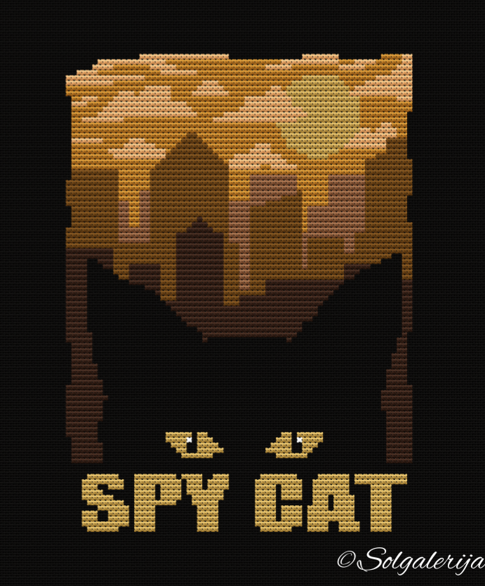 SPY CAT cross stitch pattern Cross Stitch Pattern PDF | Modern Embroidery | Colorful animals | Handmade chart | saga xsd