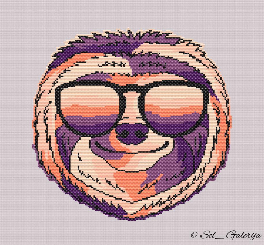 Sloth with glasses | Cross Stitch Pattern PDF | Modern Embroidery | Colorful animals | Sloth | Handmade chart | Digital file download