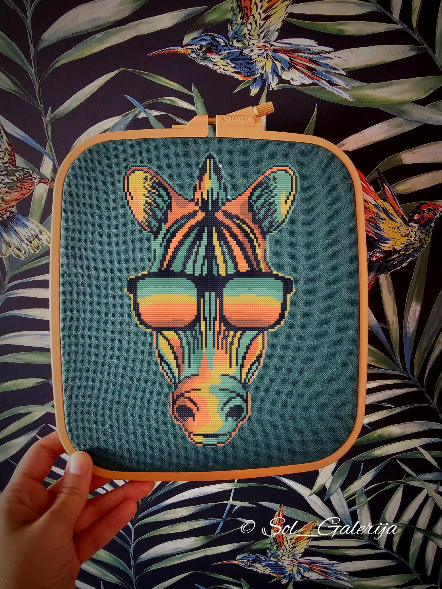 Zebra with glasses | Cross Stitch Pattern PDF | Modern Embroidery | Colorful animals | xsd | Handmade chart | Digital file download | SAGA