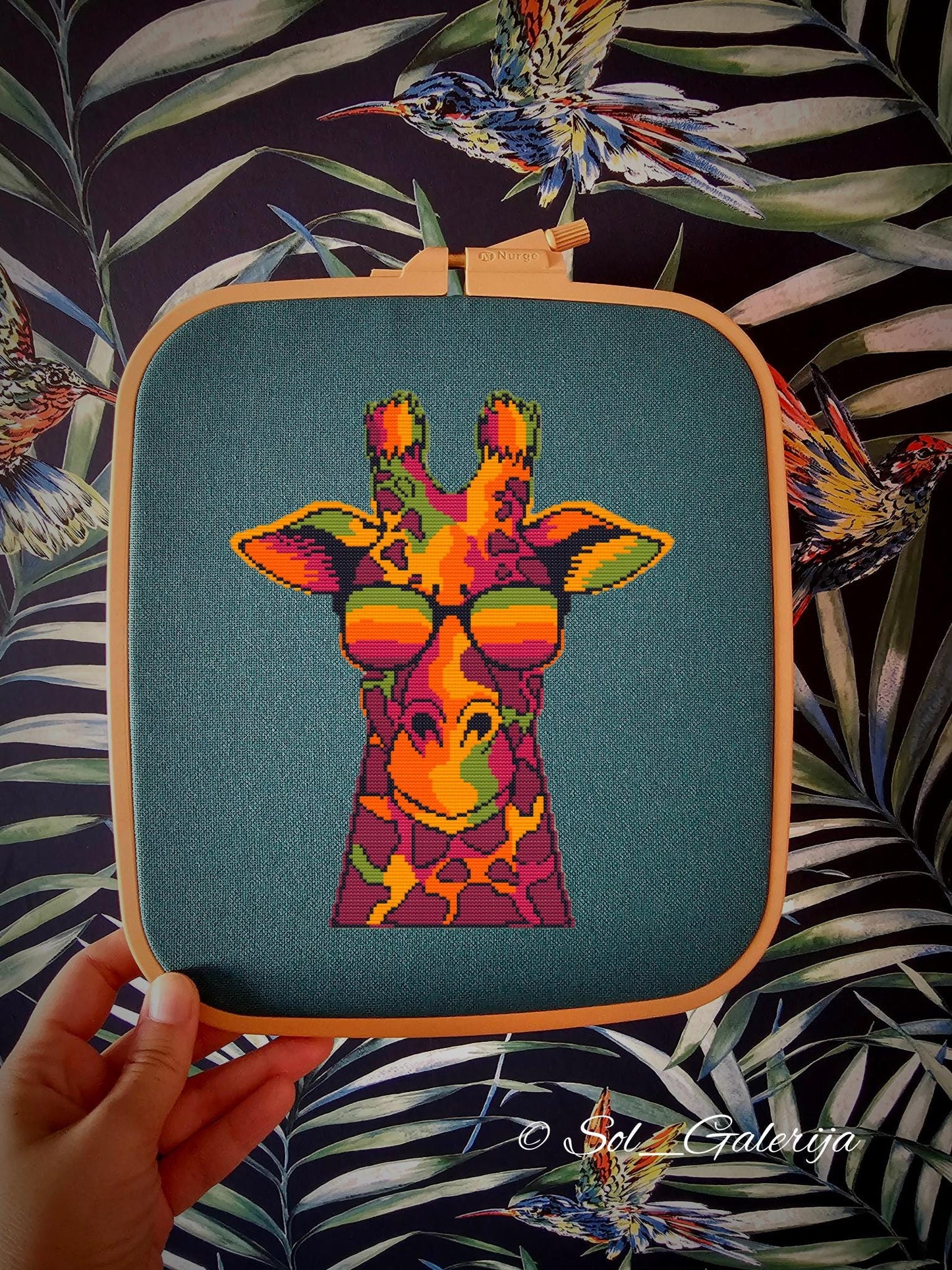 Giraffe with glasses | Cross Stitch Pattern PDF | Modern Embroidery | Colorful animals | Handmade chart | Digital file download